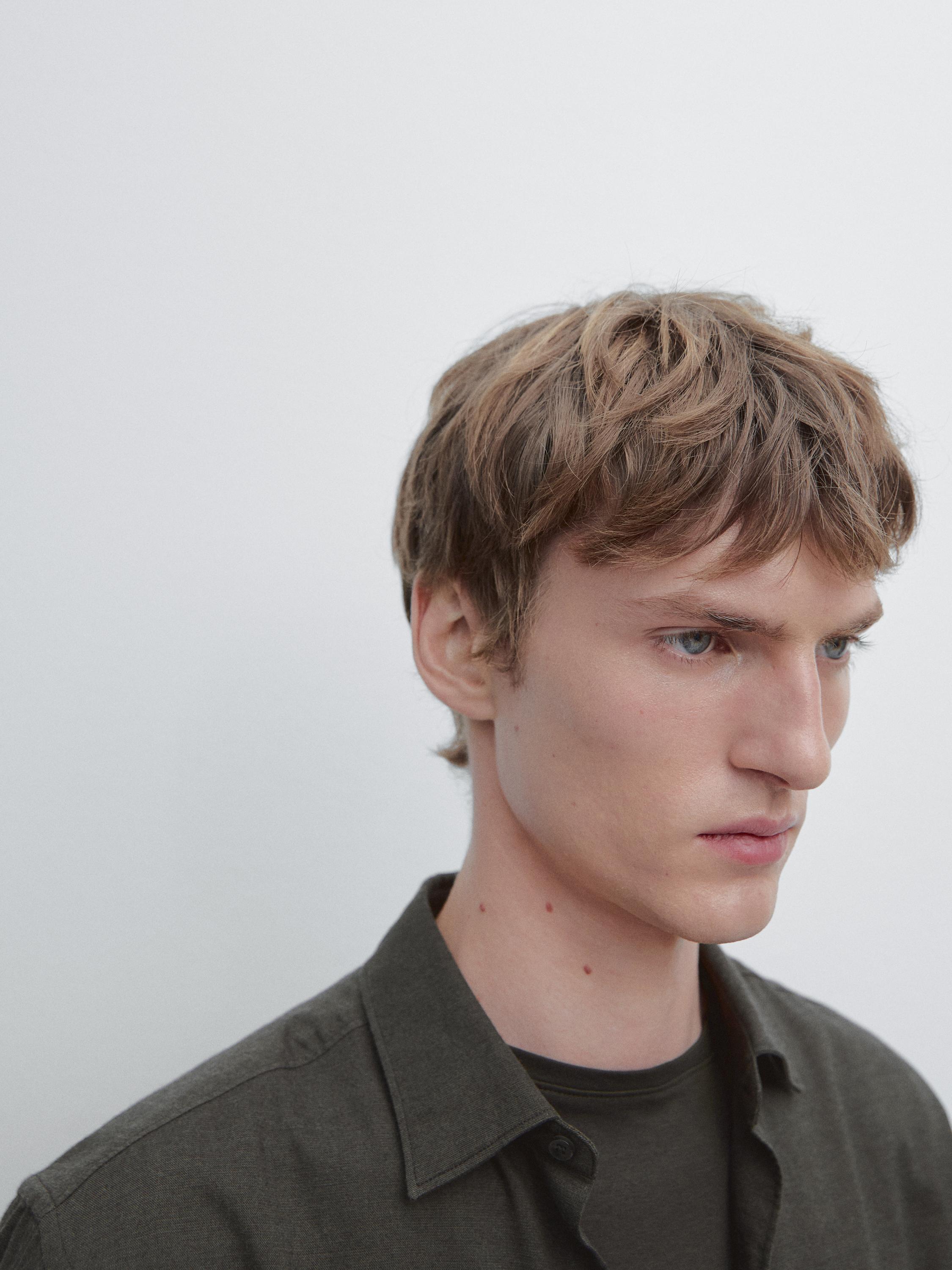 Slim fit twill melange shirt